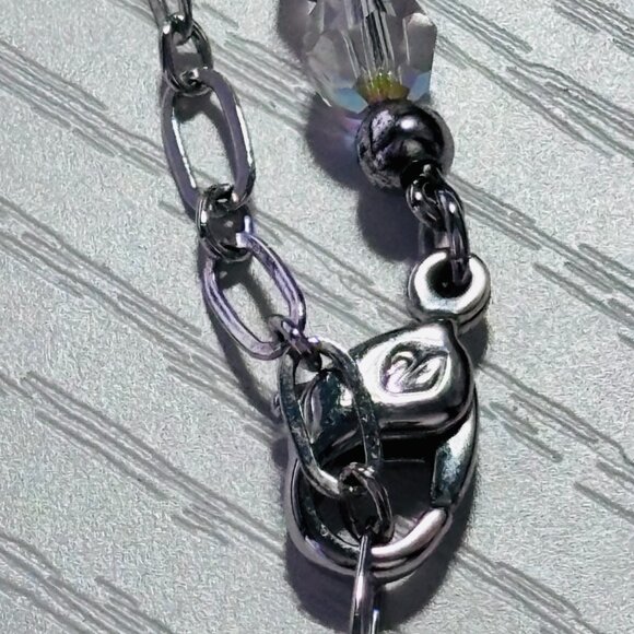 Aurora Borealis Crystal Beaded Necklace Clear AB Sparkle 16” - Picture 12 of 12